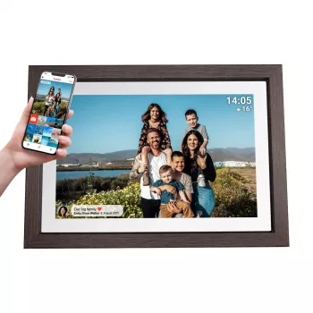 Denver PFF-1040DW DARK WOOD Digital Photo Frame 10,1 inch IPS Touchscreen Wood Frame FRAMEO