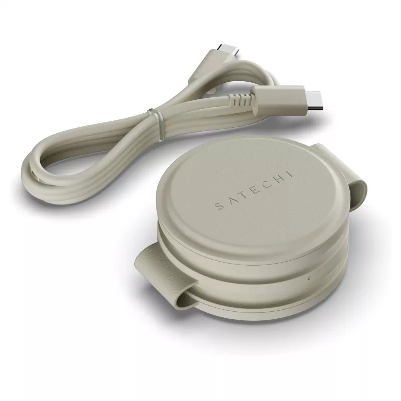 Satechi OntheGo 3-in-1 belaidis įkroviklis su Qi2, smėlio spalvos, 15W, ST-QTG31W