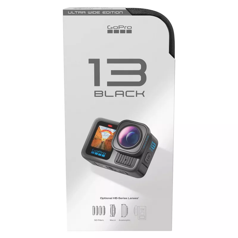 GoPro HERO13 Black Ultra Wide Edition veiksmo kamera 4K, 5.3K, 2.7K, jutiklinis ekranas, itin didelė raiška, atspari vandeniui, GPS, atspari dulkėms, Bluetooth, Wi-Fi, sulėtintas vaizdas, Full HD (CHDRB-133-RW)