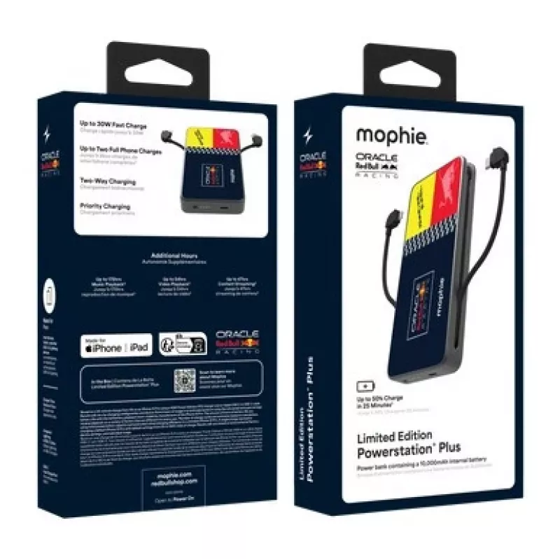 Mophie Powerstation Plus 10K Red Bull Racing 10000 mAh Power Bank su USB-C ir Lightning