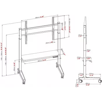 VISION VFM-F15M Motorizuotas grindinis stovas ekranui 40-86 colių, VESA iki 800x600, aukščio reguliavimas 400 mm, juodas