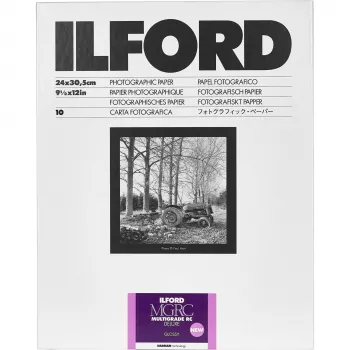 ILFORD MG RC Deluxe 1M 24x30 cm Pearl 10 lakštų kintamo kontrasto juodai balta fotografinė medžiaga