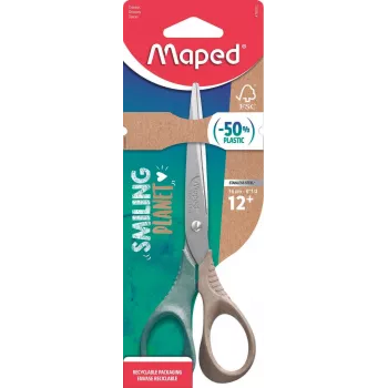 Maped Smiling Planet žirklės 160 mm apvaliais galais, dešiniarankiams, ergonomiškomis 3D rankenomis