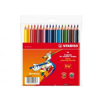 STABILO Trio spalvoti pieštukai, 4,2 mm, įvairių spalvų, 18 vienetų