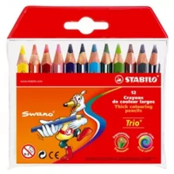 STABILO Trio Spalvinimo Pieštukai - Įvairių Spalvų - 4,2 mm - 12 Vnt.