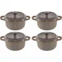 Staub Mini Cocotte rinkinys 4 vnt. keraminiai apvalūs senovinė pilka 10 cm