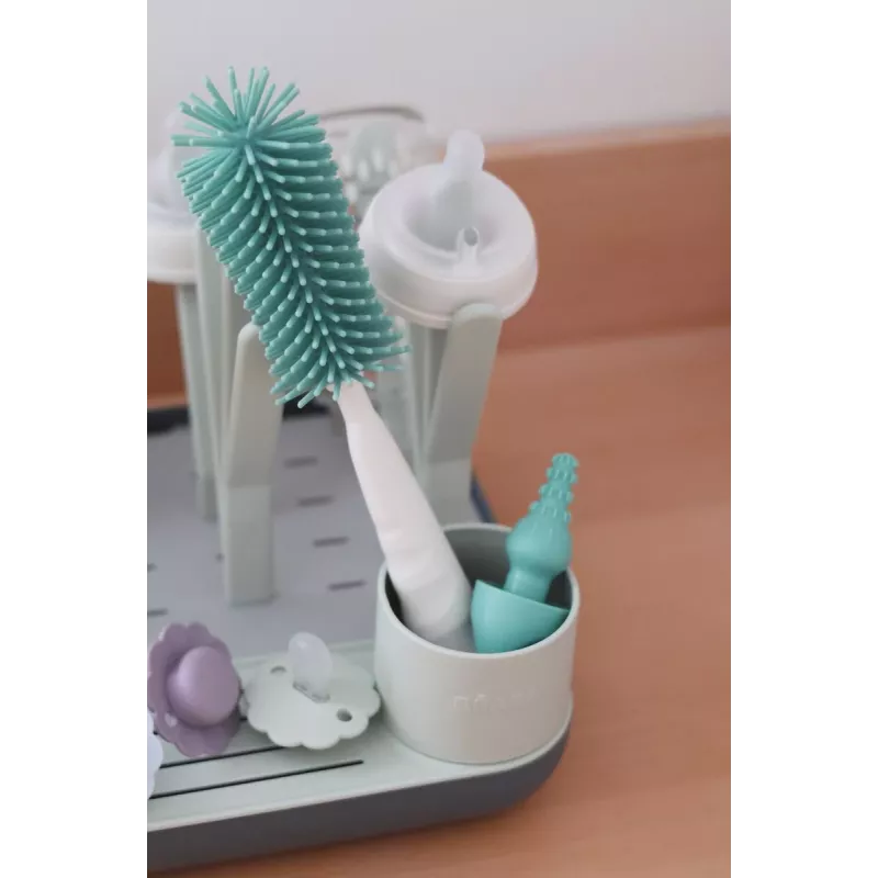 Beaba silikoninis buteliukų ir spenelių šepetėlis šalavijo žalios spalvos