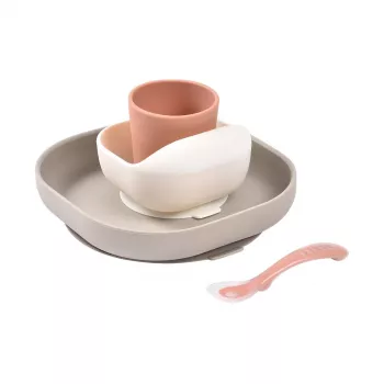 Beaba Silicone Baby Meal Set with Suction Base Terracotta (913602)