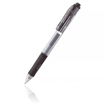 Pentel Hybrid Gel Grip įtraukiamas gelinis rašiklis - juodas rašalas - 0,7 mm - vidutinis - permatomas korpusas - metalinis antgalis