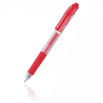 Pentel Hybrid Gel Grip įtraukiamas gelinis rašiklis - raudonas rašalas - 0,7 mm vidutinis smaigalys - permatomas korpusas - metalinis segtukas