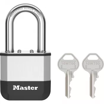 Master Lock Elite 52mm tvirtas žalvarinis spyna su 38mm grūdinto plieno lanku, 5 kaiščių cilindru, skirtingais raktais, 2 raktai