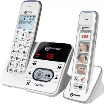 Geemarc PACK Mobility 295 Belaidis Senjorų Telefonas su Atsiliepimo Mašina, Foto Rinkimo Mygtukais, Atsvietiniu Ekranu, Baltas