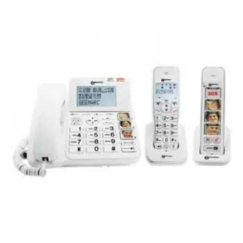 Geemarc Pack SENIOR 295 Laidinio ir belaidžio ryšio telefonas senjorams su atsakikliu, nuotraukų klavišais, belaidžiu rageliu su apšviestu ekranu, baltas