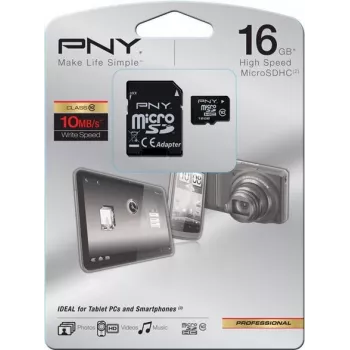 PNY Technologies HP High Performance MicroSDHC kortelė 16GB Class 10 U1 su SD adapteriu
