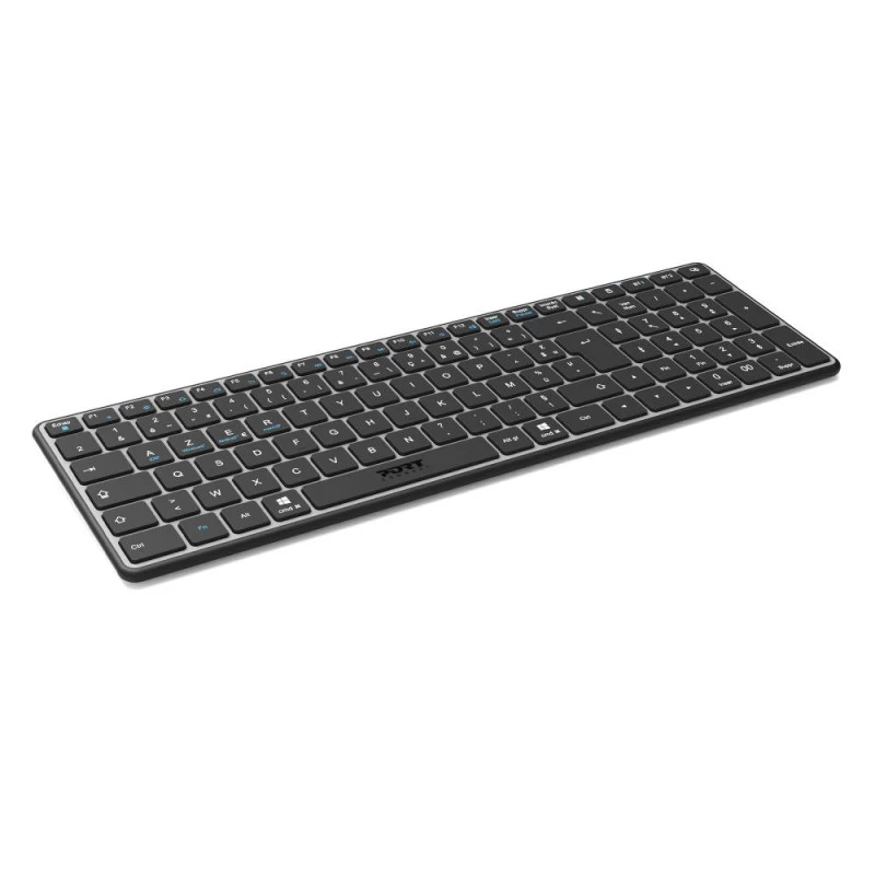 PORT Designs FR - Keyboard Compact Pro Rechargeable Bluetooth AZERTY Black