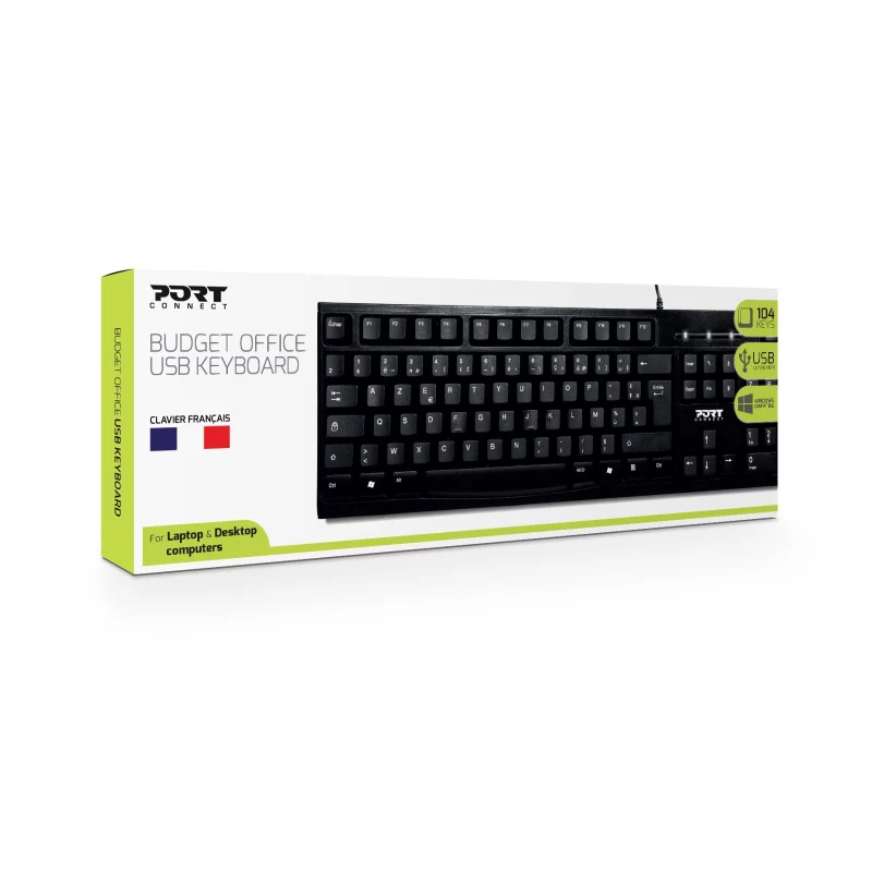 PORT Designs PORT OFFICE klaviatūra - USB - AZERTY - prancūziškas išdėstymas - juoda