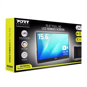 PORT Designs PORT Connect 15.6 inch nešiojamas IPS monitorius - Full HD 1920x1080 - USB-C ir Mini HDMI