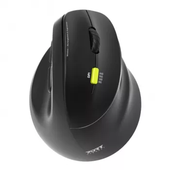 PORT Designs PORT Connect Professional ERGO SHAPE Wireless Rechargeable Mouse - Right-Handed - Optical - 5 Buttons - 2.4 GHz, Bluetooth - USB Receiver