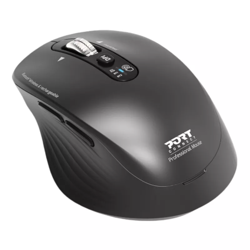 PORT Designs PORT Connect Professional BUSINESS Įkraunama belaidė pelė - Optinė - 6 mygtukai - 2,4 GHz, Bluetooth - USB imtuvas - Juoda