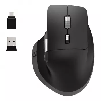 PORT Designs PORT Connect Professional ULTIMATE Wireless Rechargeable Mouse - Optical - 6 Buttons - 2.4 GHz, Bluetooth - USB Receiver