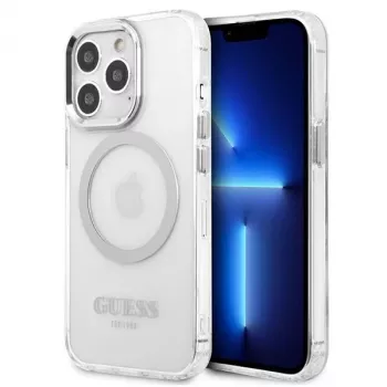 Guess GUHMP13LHTRMS Metal Outline MagSafe Hard Case, skirtas iPhone 13 Pro / iPhone 13 6,1 inch - sidabrinis