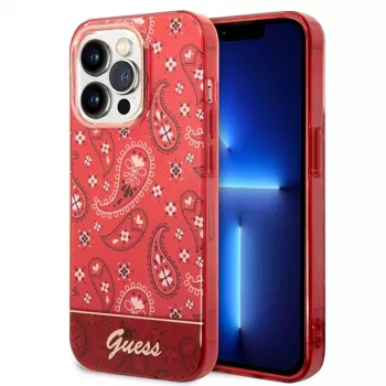 Guess GUHCP14LHGBNHR Hardcase Bandana Paisley, skirtas Apple iPhone 14 Pro 6,1 colio, raudona