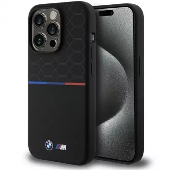 BMW M Silicone Pattern MagSafe Hard Case, skirtas Apple iPhone 15 Pro 6,1 inch - juoda