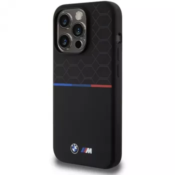 BMW M Silicone Pattern MagSafe Hard Case, skirtas Apple iPhone 15 Pro 6,1 inch - juoda