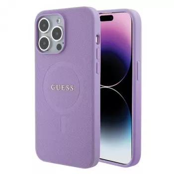Guess GUHMP15LPSAHMCU Saffiano MagSafe Hard Case, skirta Apple iPhone 15 Pro 6,1 inch - violetinė