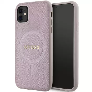 Guess GUHMN61PSAHMCP Hardcase Saffiano MagSafe, skirtas iPhone 11 / Xr 6.1, rožinė