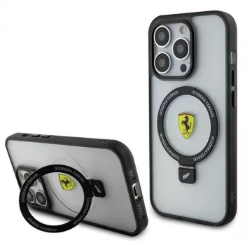 Ferrari FEHMP15LUSCAH iPhone 15 Pro 6,1 inch permatas kietas dėklas su žiediniu stovu, suderinamas su MagSafe, 2023 kolekcija