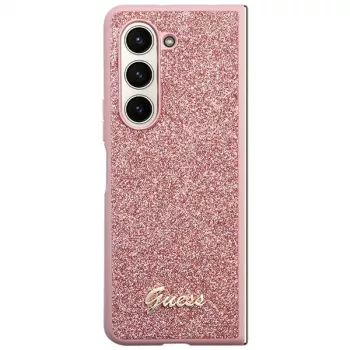 Guess GUHCZFD5HGGSHP F946 Glitter Script Hard Case, skirtas Samsung Galaxy Z Fold5 - rožinė