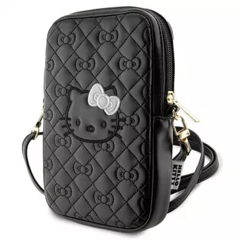 Hello Kitty Quilted Bows Strap - kryžminė telefono rankinė (juoda)
