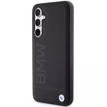 BMW S23 FE S711 Black Leather Hot Stamp Case, skirtas Samsung Galaxy S23 FE