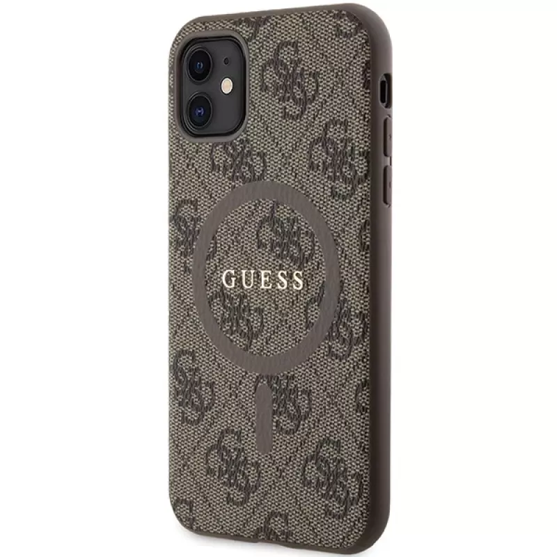 Guess GUHMN61G4GFRW Hardcase, skirtas Apple iPhone 11 / XR 6,1 inch ruda oda metalinis logotipas MagSafe 4G kolekcija