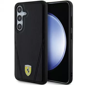 Ferrari FEHMS24MP3BAK Hot Stamp V Lines MagSafe Hard Case, skirtas Samsung Galaxy S24+ (juoda)