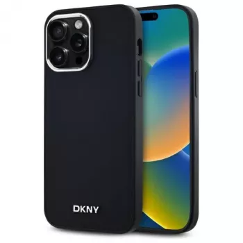 DKNY DKHMP14XPSCMCLK Kietas dėklas, skirtas iPhone 14 Pro Max 6,7 inch juodas, paprastas logotipas, MagSafe