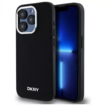 DKNY DKHMP15XPSCMCLK Kietas dėklas, skirtas Apple iPhone 15 Pro Max 6,7 inch juodas, paprastas logotipas, MagSafe
