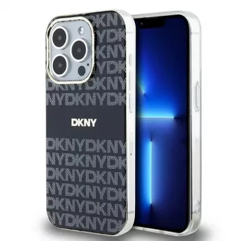 DKNY DKHMP13XHRHSEK Kietas dėklas, skirtas Apple iPhone 13 Pro Max 6,7 inch, juodas Mono & Stripe, suderinamas su MagSafe