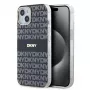 DKNY DKHMP15SHRHSEK iPhone 15 / 14 / 13 6,1 inch juodas kietasis dėklas IML Mono & Stripe MagSafe