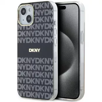 DKNY DKHMP15MHRHSEK Kietasis dėklas, skirtas iPhone 15 Plus / 14 Plus 6,7 inch juodas IML Mono & Stripe MagSafe