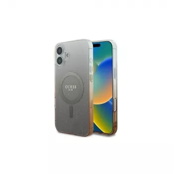 Guess IML Glitter Gradient MagSafe dėklas, skirtas iPhone 16 Plus (rudas)