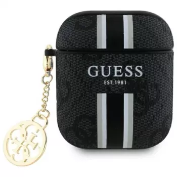 Guess GUA2P4RPSK AirPods 1/2 Dangtelis Juodas 4G Spausdintos Juostelės Pakabukas