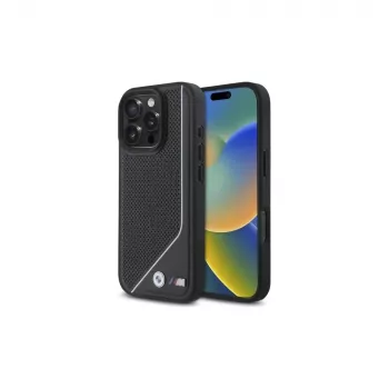 BMW M Perforated Twisted Line MagSafe Hard Case, skirta iPhone 16 Pro (6,3 colio) - Juoda