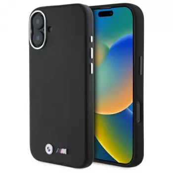 BMW M Collection Smooth Full Wrapped Metal MagSafe Hard Case, skirtas iPhone 16 Plus 6,7 inch - juoda