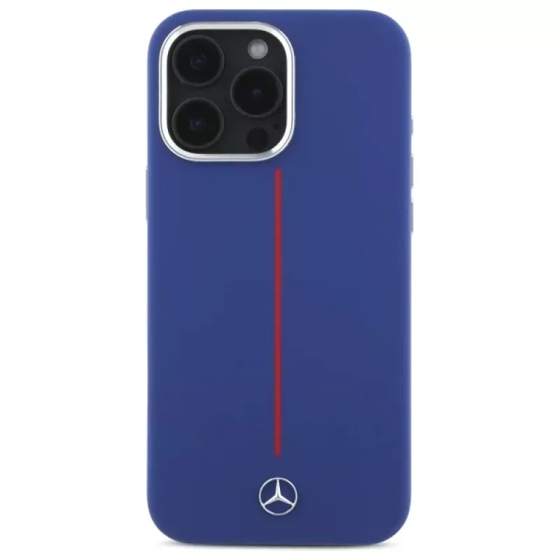 MERCEDES-BENZ MEHMP16X23SUMRV iPhone 16 Pro Max 6.9 Navy Blue Hardcase Silicone Red Stripe MagSafe