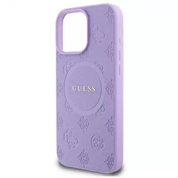 Guess GUHMP16XPSAPSMEU iPhone 16 Pro Max 6,9 colio violetinis kietas dėklas Saffiano Peony Classic Logo MagSafe