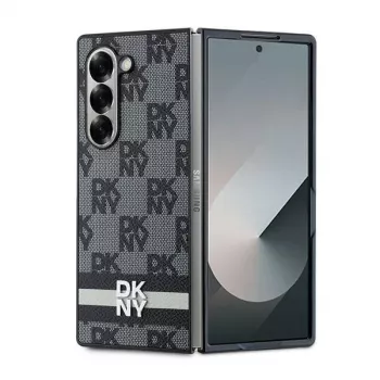 DKNY DKHCZFD6PCPTSSKZ Šachmatų rašto ir dryžių kietas dėklas, skirtas Samsung Galaxy Z Fold 6 - Juoda
