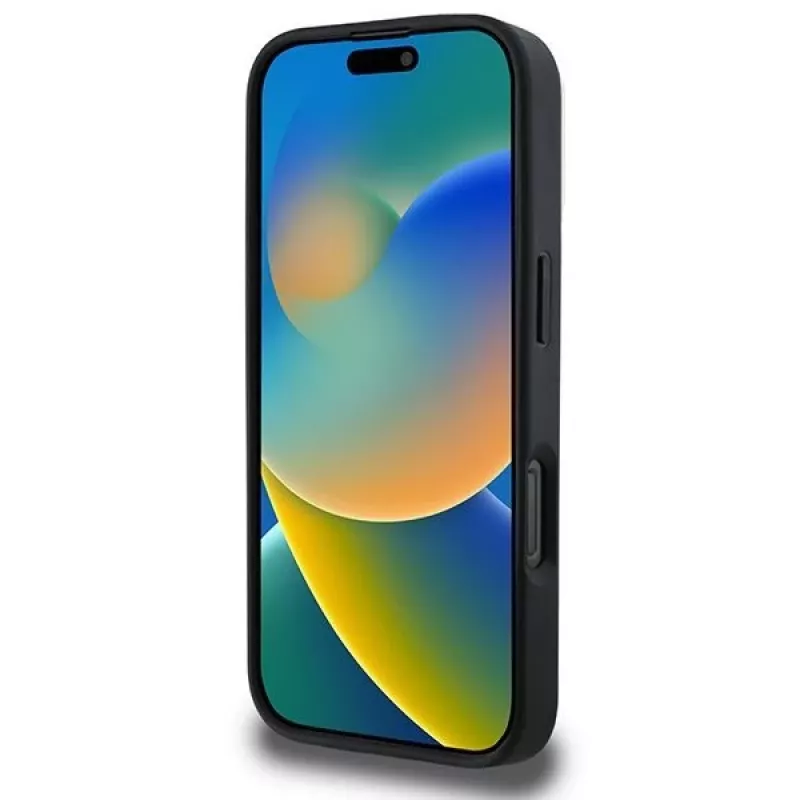 DKNY DKHMP16XPCPVSLK Kietas dėklas su languotu raštu MagSafe, skirtas iPhone 16 Pro Max 6.9, juodas