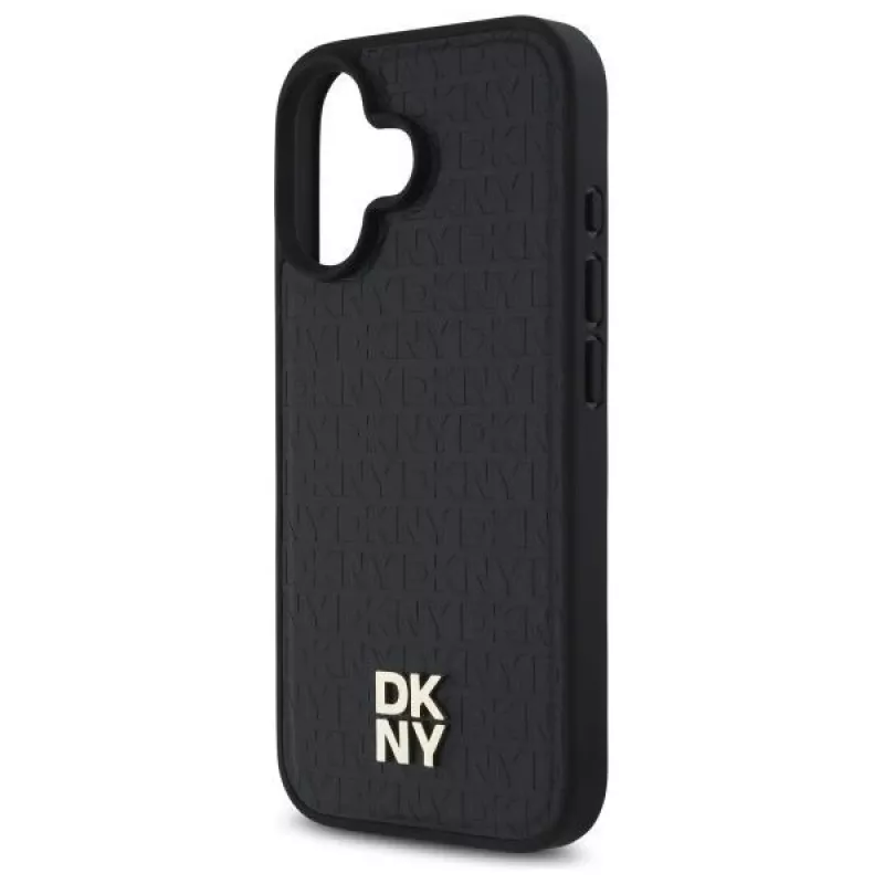 DKNY DKHMP16SPSHRPSK iPhone 16 6.1 Kietas Dėklas Juodas Repeat Pattern Stack Logo MagSafe